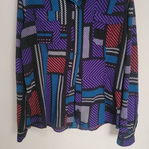 Dana Buchman Womens Size XL Extra Large Button Down Blouse Top Shirt Abstract - Picture 4 of 10